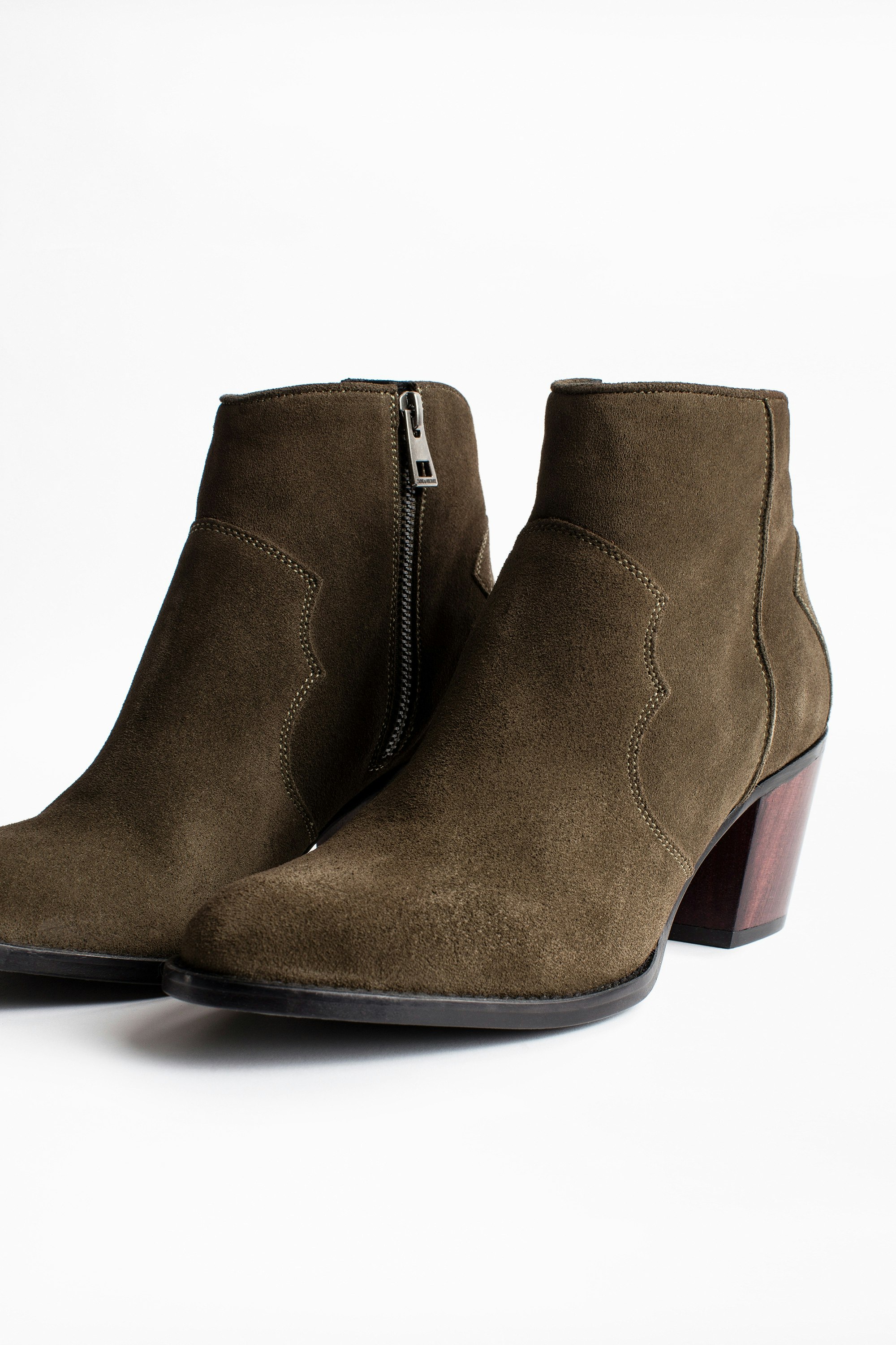 khaki suede ankle boots