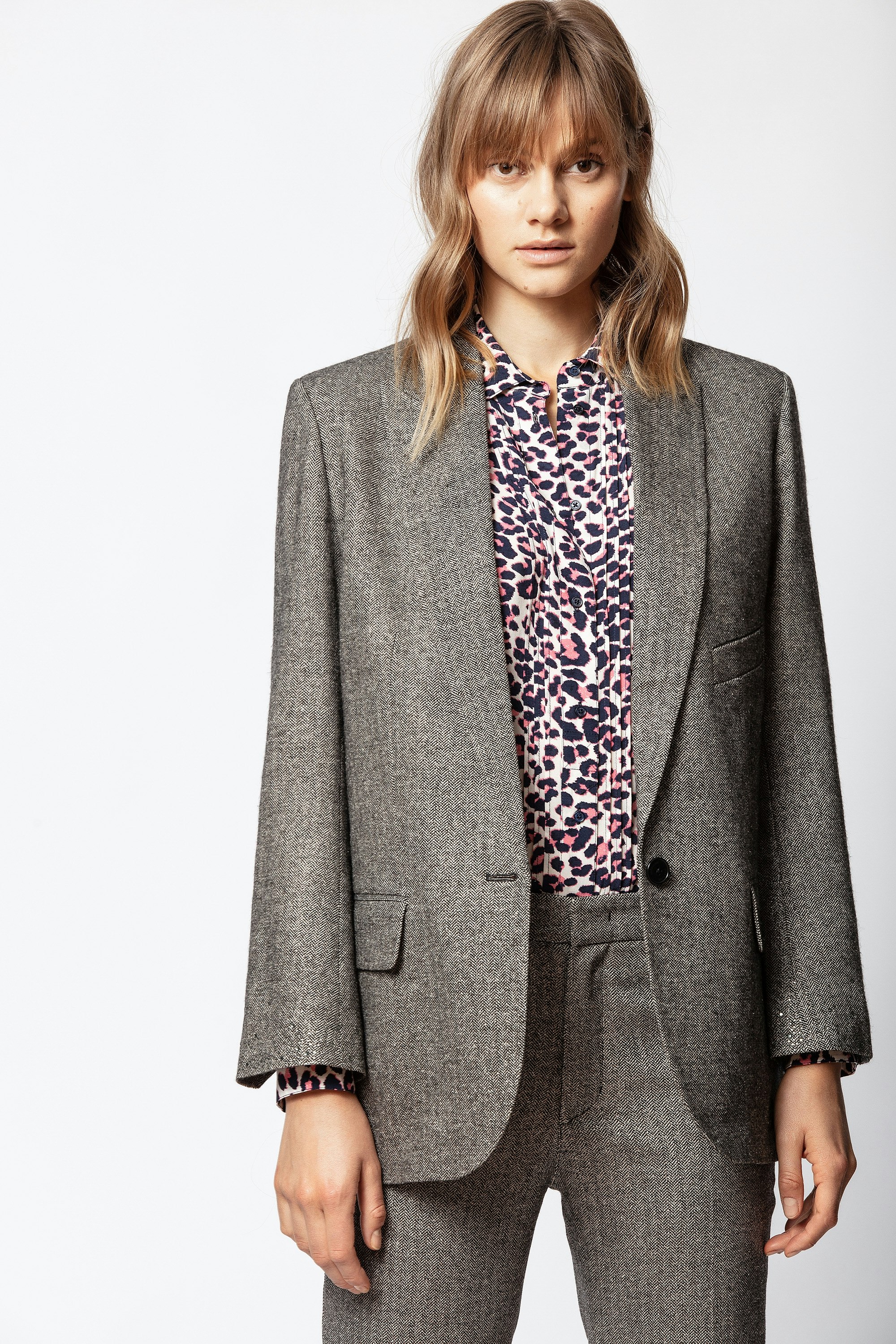 silver dressy jacket