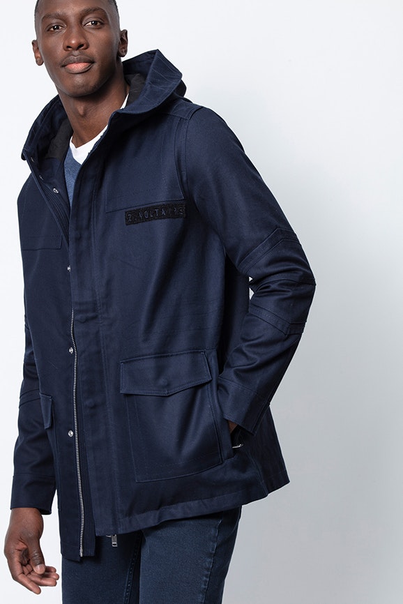 Parka Boggio parka homme | Zadig&Voltaire Parka bleu foncé à capuche Homme ZADIG & VOLTAIRE à prix